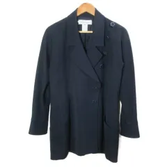 カールラガーフェルド KARL LAGERFELD 大きいサイズ 星ボタン ジャケット 総裏地 ウール 42 日本サイズLL相当 紺 ネイビー /Xのサムネイル