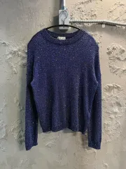 M サンローラン SAINT LAURENT パリ スパンコール グリッター ニット ブルーのサムネイル