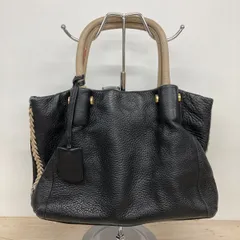 FURLA/フルラ トートバッグ/ハンドバッグ レザー ブラック/ベージュ 編み込みデザイン レディース[OK04108]のサムネイル