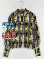 AMERI アメリ ニット/セーター F イエロー ウール・ニット ナイロン チェック柄 ミドル丈 その他総柄 長袖 タートルネック/ハイネック レディースのサムネイル