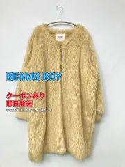 BEAMS BOY ビームスボーイ ノーカラーコート ベージュ フェイクファー 無地 レディースのサムネイル