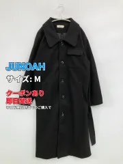 JUNOAH ジュノア チェスターコート M ブラック 無地 ロング丈 フードなし レディースのサムネイル