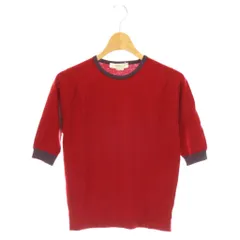 ジョンスメドレー JOHN SMEDLEY ウール100%ニット カットソー 五分袖 S レッド スモークパープル /DOのサムネイル
