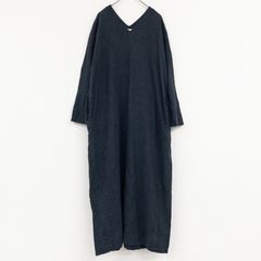 evam eva vie 에반에바비 원피스 롱 오버사이즈 V넥 린넨 블랙 일본제 레이디스 b02065