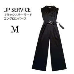 ✨極美品✨【LIP SERVICE リップサービス】ロンパース リラックステーラードロングロンパース M オールインワン サロペット ジャンプスーツ つなぎ テーラードジャケット 襟付き ノースリーブ ワイドパンツ ベルト付き 黒 ブラック モード ドレス 服のサムネイル