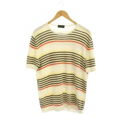 ロベルトコリーナ ROBERTO COLLINA Tシャツ アイボリー 茶 ボーダー柄 ラウンドネック 半袖 /JPのサムネイル