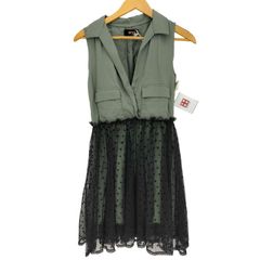 美品 DIESEL ミリタリーノースリーブワンピース グリーン ブラック
