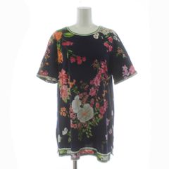 レオナール LEONARD 花柄 トリム 半袖 フレンチスリーブ チュニック