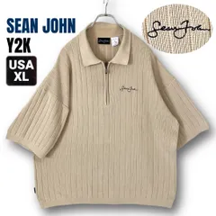 Y2K★ショーンジョン Sean John★アクリルコットンニットポロシャツ ★ハーフジップ★オーバーサイズ/リブ編み★USAメンズXL   #2607J012のサムネイル