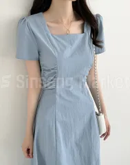 早い発送 ONE PIECE 3028 デートコーデ スクエアネック 後ろ LEE シャカシャカ素材 Long ロング ONE PIECEのサムネイル
