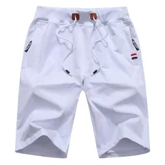 [ネクストグランツ] ハーフパンツ メンズ 5分丈 ショートパンツ スポーツ 半ズボン トレーニング 速乾綿 ジョギング ポケット 紐調整 おしゃれ (JP, アルファベット, M, ホワイト) [ホワイト] [M]のサムネイル