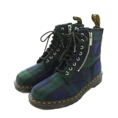 ドクターマーチン DR.MARTENS 1460 ZIP TARTAN LACE UP BOOTS ジップ タータンチェック レースアップ ブーツ ショート UK8 緑 紺 /YMのサムネイル