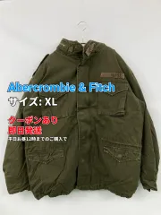 Abercrombie & Fitch アバクロンビーアンドフィッチ ミリタリージャケット XL カーキ コットン ナイロン ボア 無地 ワンポイント ブランドロゴ フードあり ジップアップ ボタン留め メンズのサムネイル