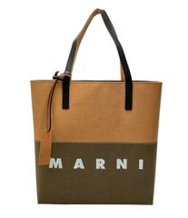 MARNI バイカラー トート 縦型 PVC ホワイト カーキ - メルカリ