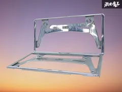 ☆割れ無し！☆ NISSAN 純正 汎用 ナンバーフレーム ナンバープレート 2枚 メッキ 穴間：約21cm 縦：約17cm 横：約33.5cm K6210-799DX 棚のサムネイル