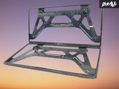 【割れ無し！】MAZDA マツダ 純正 スモーク メッキ ナンバーフレーム 2枚 セット 穴間：約21cm 縦：約17cm 横：約34cm C906-V4021 即納 棚のサムネイル