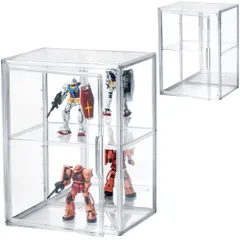 【新品】【UVカット 99.2％】フィギュアケース コレクションケース 背面ミラー ディスプレイ ショーケース 7段階調整 2way (背面ミラー, 内寸：幅26.5×奥行20.5×高さ35cm（2セット）) 4cb606a6のサムネイル