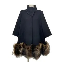 FOXEY(フォクシー) コート サイズ38 M レディース - 27336 黒×アイボリー 長袖/冬 カシミヤ、フォックスのサムネイル