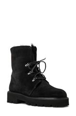 아쿠아탈리아 여성 신발 부츠 레인 부츠 Aquatalia Eva Faux Shearling Cuff Weatherproof Hiker Boot Black Suede 부