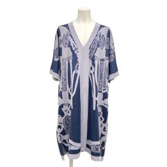 極美品☆HERMES☆シルク☆紫陽花色☆ベルト付☆ロングワンピース