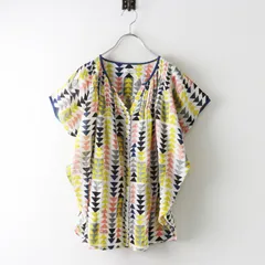 マーブルシュッド marble SUD toritori インド綿 スキッパー シャツブラウス ホワイト イエロー マルチカラー／【2400015040486】のサムネイル