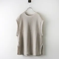 美品 ドレステリア DRESSTERIOR 【洗える】片畦ニットベスト 38＼ベージュ コットン 畦編み ノースリーブ クルーネック【2400015019086】のサムネイル