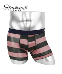 新品 未使用 Gravevault グレイブボールト 下着 Border line メンズ ショート ボクサーパンツ 519164【メール便】 ピンクグレーのサムネイル