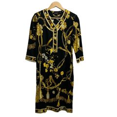 現行タグ✨極美品✨レオナール ロングワンピース トリム 花 チェーン柄