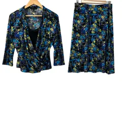 LAURAASHLEY(ローラアシュレイ) スカートセットアップ レディース美品  - 黒×ブルー×マルチ 花柄/ウエストゴムのサムネイル