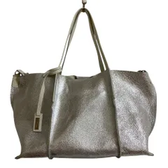 美品 GINZA Kanematsu 銀座かねまつ ギンザカネマツ レザー リバーシブル トートバッグ シルバーカラー レディース 古着 中古 USEDのサムネイル