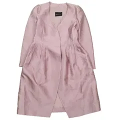Emporio Armani エンポリオ・アルマーニ ノーカラーコート ジャケット ミディアム タック フレア コットン シルク混 38 ピンク レディース 古着 中古 USEDのサムネイル