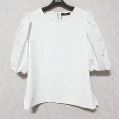 未使用 Rene ルネ パール装飾 ギャザースリーブ ブラウス カットソー 5527030 サイズ38 ホワイト レディース 古着 中古 USEDのサムネイル
