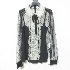 未使用 RED VALENTINO レッドヴァレンティノ ドットチュール シアーレースブラウス VR3AB03Q5QR サイズ38 ブラック レディース 古着 中古 USEDのサムネイル
