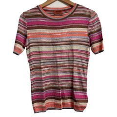 MISSONI ミッソーニ マルチカラー ストライプ 半袖ニットオレンジダグ