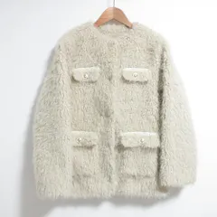 美品 Her lip to ハーリップトゥ Royal Faux Fur Coat フェイクファーノーカラーコート 1254307108 サイズS ベージュ レディース 古着 中古 USEDのサムネイル