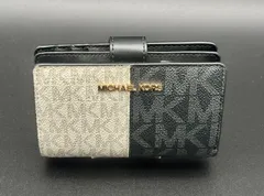 【美品】マイケルコース　MICHAEL KORS　二つ折り財布 コンパクトウォレット MKロゴ ブラック グレーのサムネイル