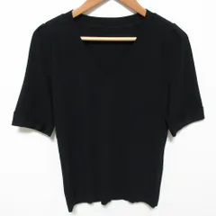 美品 FOXEY フォクシー Vネック ショートスリーブ ニットトップス カットソー 39691 サイズ40 ブラック レディース 古着 中古 USEDのサムネイル
