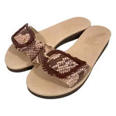 未使用 ANCIENT GREEK SANDALS エンシェントグリークサンダルズ パイソン柄 ベルト スライドサンダル サイズ36 約23cm ベージュ レディース 古着 中古 USEDのサムネイル