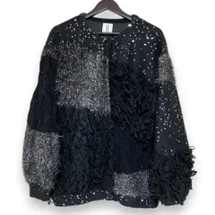 美品 AMERI VINTAGE アメリヴィンテージ UND MIX YARN PATCHWORK KNIT CARDIGAN パッチワーク ニットカーディガン Fサイズ ブラック レディース 古着 中古 USEDのサムネイル