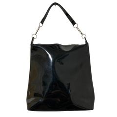 tricot COMME des GARCONS vinyl one-shoulder bag, black, women's, used/secondhand.