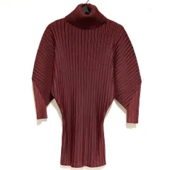 美品 PLEATS PLEASE プリーツプリーズ イッセイミヤケ タートルネック ドルマンスリーブ カットソー PP11-FK304 サイズ3 ブラウン レディース 古着 中古 USEDのサムネイル