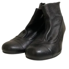美品 LANVIN ランバン バックジップ レザーショートブーツ サイズ35 22.5cm相当 ブラック レディース 古着 中古 USEDのサムネイル
