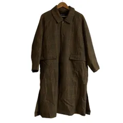 美品 note et silence ノートエシロンス ウール チェック ステンカラーコート サイズF ベージュ レディース 古着 中古 USEDのサムネイル