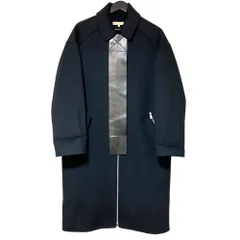 美品 MICHAEL KORS マイケルコース 部分レザー ウールリバー ジップアップコート Mサイズ ブラック レディース 古着 中古 USEDのサムネイル