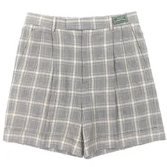 未使用品▼GUCCI グッチ 22AW 690519 リネン ウール チェック柄 ハーフパンツ ショートパンツ グレー 46 イタリア製 正規品 メンズのサムネイル