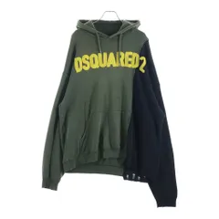 DSQUARED2 (ディースクエアード) 22AW ニット切り替え フロントロゴ プルオーバーパーカー フーディー グリーン/ブラック S74GU0616のサムネイル