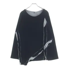 Yohji Yamamoto (ヨウジヤマモト) × RAGNE KIKAS アシンメトリー アウトサイダー ニット クルーネック 半袖カットソー ネイビー NV-T24-171のサムネイル