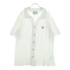 CASABLANCA カサブランカ WAVY CROCHET SHIRT クロシェ 半袖シャツ MS24-KW-379-01 ホワイト CASABLANCA (カサブランカ) WAVY CROCHET SHIRT クロシェ 半袖シャツ
