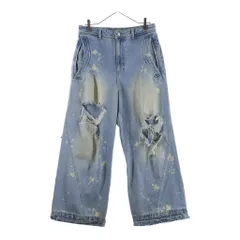 ADER ERROR (アーダーエラー) Inos Distressed Wide Leg Jeans ダメージ加工 ワイドレッグ デニムパンツ インディゴ BNO01SSJE0104BLのサムネイル