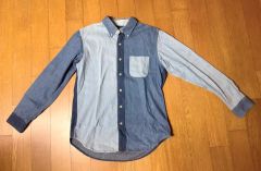美品 オアスロウ リネン スリーピングシャツ インディゴ ヘンリー